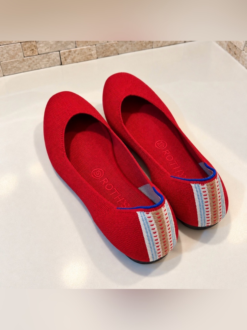 Rothy’s Red Square Toe Ballet Flats Size 9 – Like New